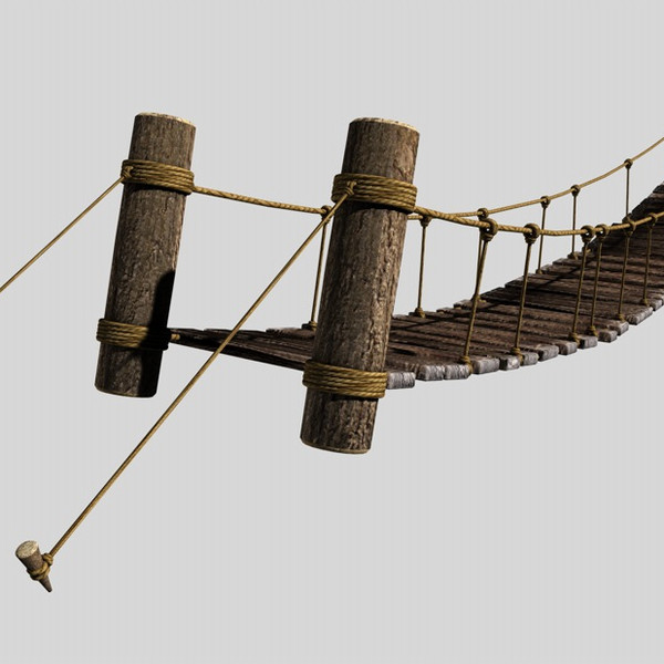3d model rope bridge - Rope & Wood Plank Suspension Bridge... by Bondiana